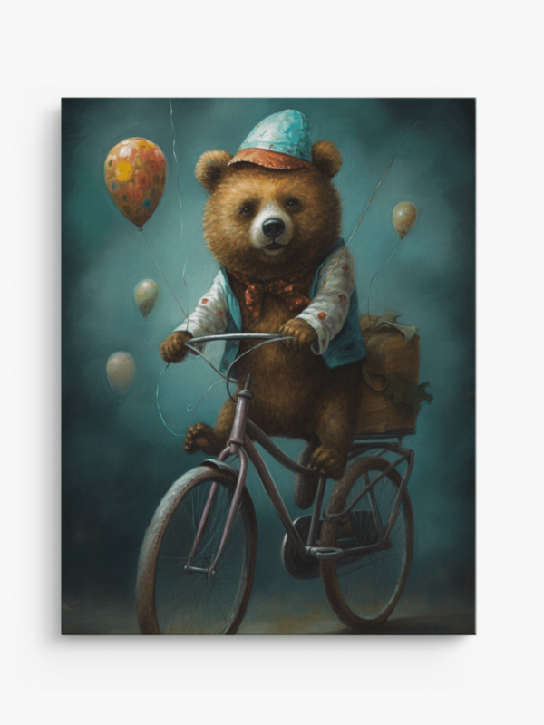 MOCKUP 1 - Front Hanging Art Print of a Bear Riding a Bicycle