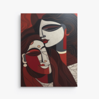 MOCKUP 1 - Front Hanging Portrait art print of red man and woman