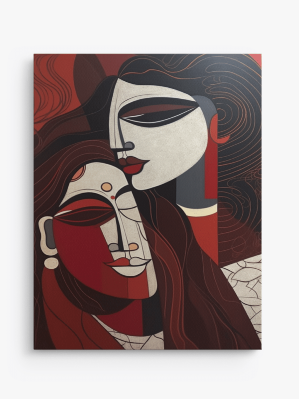 MOCKUP 1 - Front Hanging Portrait art print of red man and woman