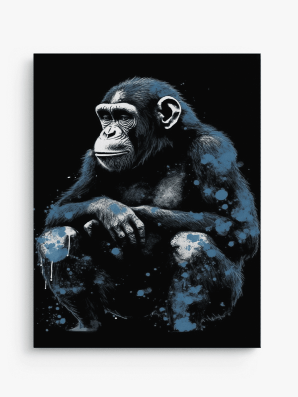 MOCKUP 1 - Front Hanging Portrait art print of thinker monkey