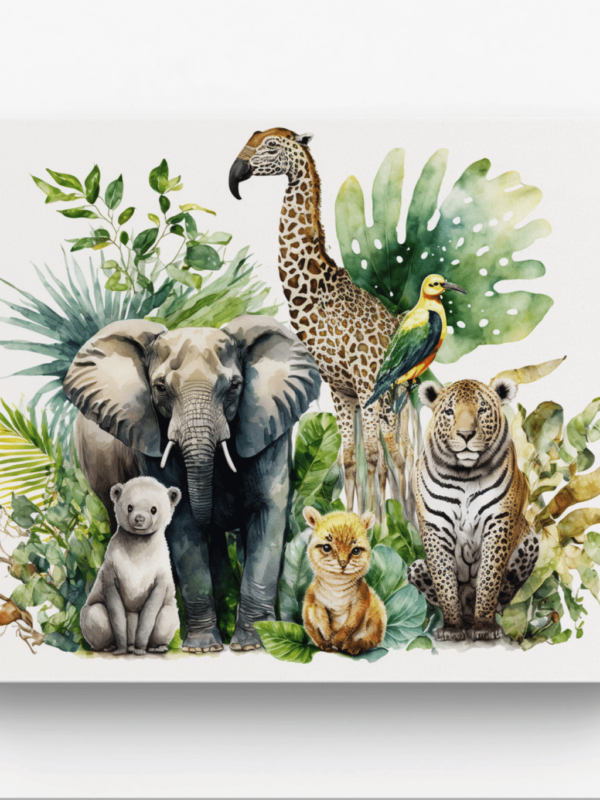 MOCKUP 1 - Front Hanging Tropical jungle nursery with animals watercolor