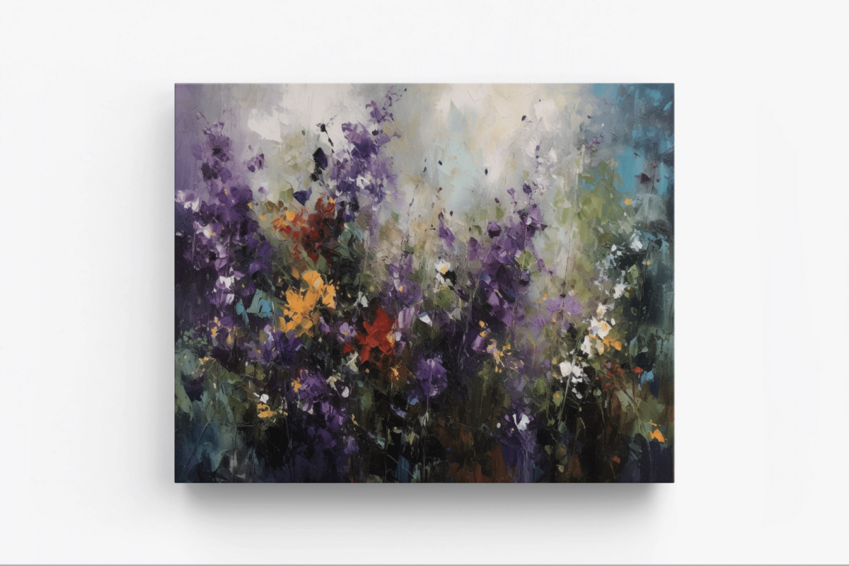 MOCKUP 1 - Front Hanging art print of purple flowers