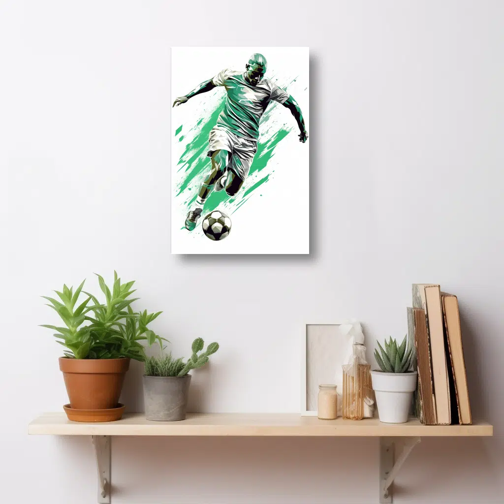 MOCKUP 3 - 12x18 soccer man on a cozy mockup wooden frame on shelf white background