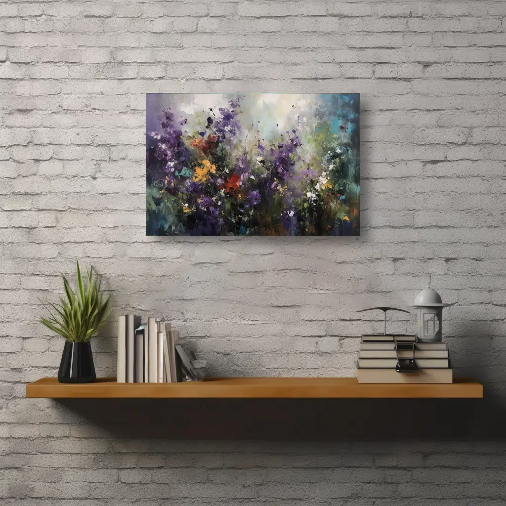 MOCKUP 3 - 18x12 purple flowers on a Brick Wall Mockup