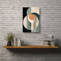 MOCKUP 5 - 12x18 WITH PIC Minimalist abstract bohemian art butterfly on a blank wood frame above shelf