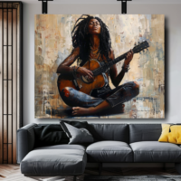 2Black Artwork of black woman playing guitar - mockup 2