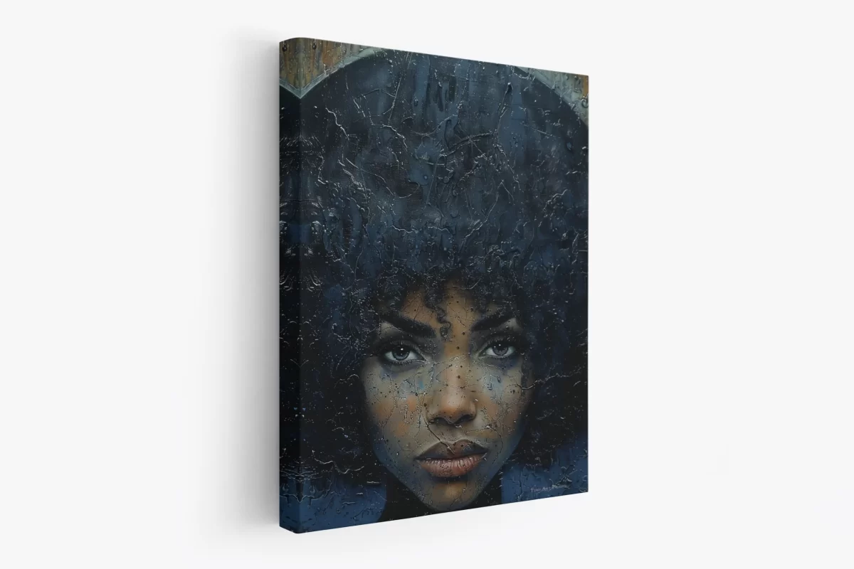 Black artwork of woman with afro - mockup 2