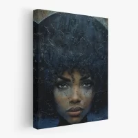 Black artwork of woman with afro - mockup 2