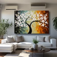 Black Artwork of abstract tree - mockup of white wall