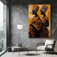 Black Artwork of african women - mockup with gray wall