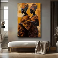 Black Artwork of african women - mockup with white bench