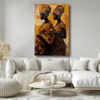 Black Artwork of african women - mockup with white sofa