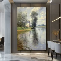 Black art design of the seine - gray wall mockup