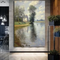 Black art design of the seine - white wall mockup