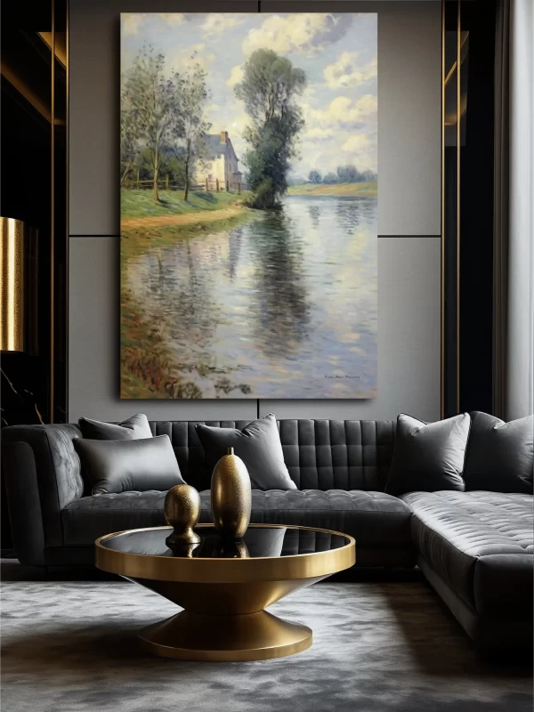 Black art design of the seine - with dark gray wall mockup