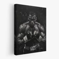 Black artwork of black boxer with a look of determination - mockup 2