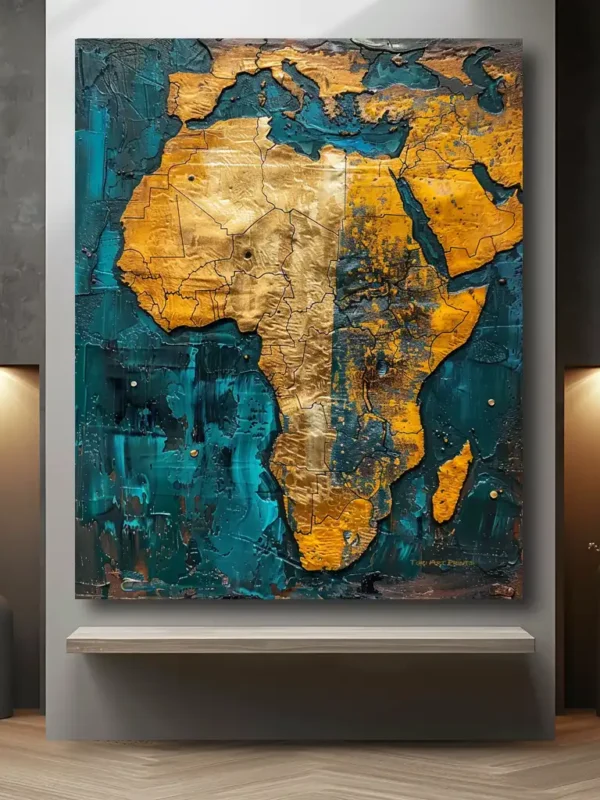 Black Artwork of African map - gray wall mockup