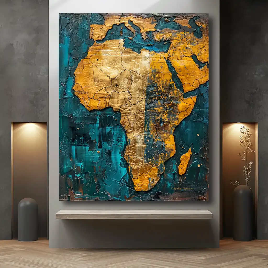 Black Artwork of African map - gray wall mockup